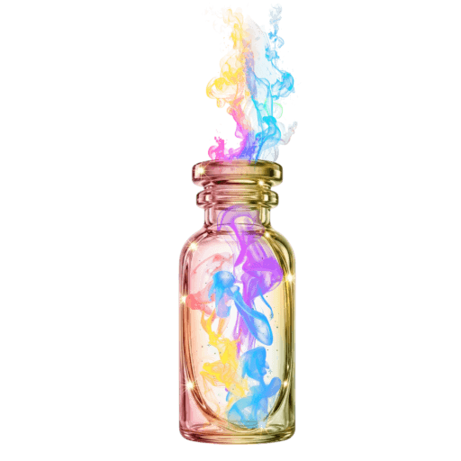 Frasco de popper con humo neon